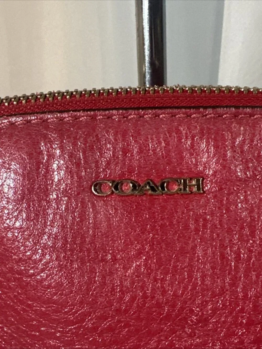 Coach Kelsey Pebbled Leather Red Satchel Crossbody Bag Purse
